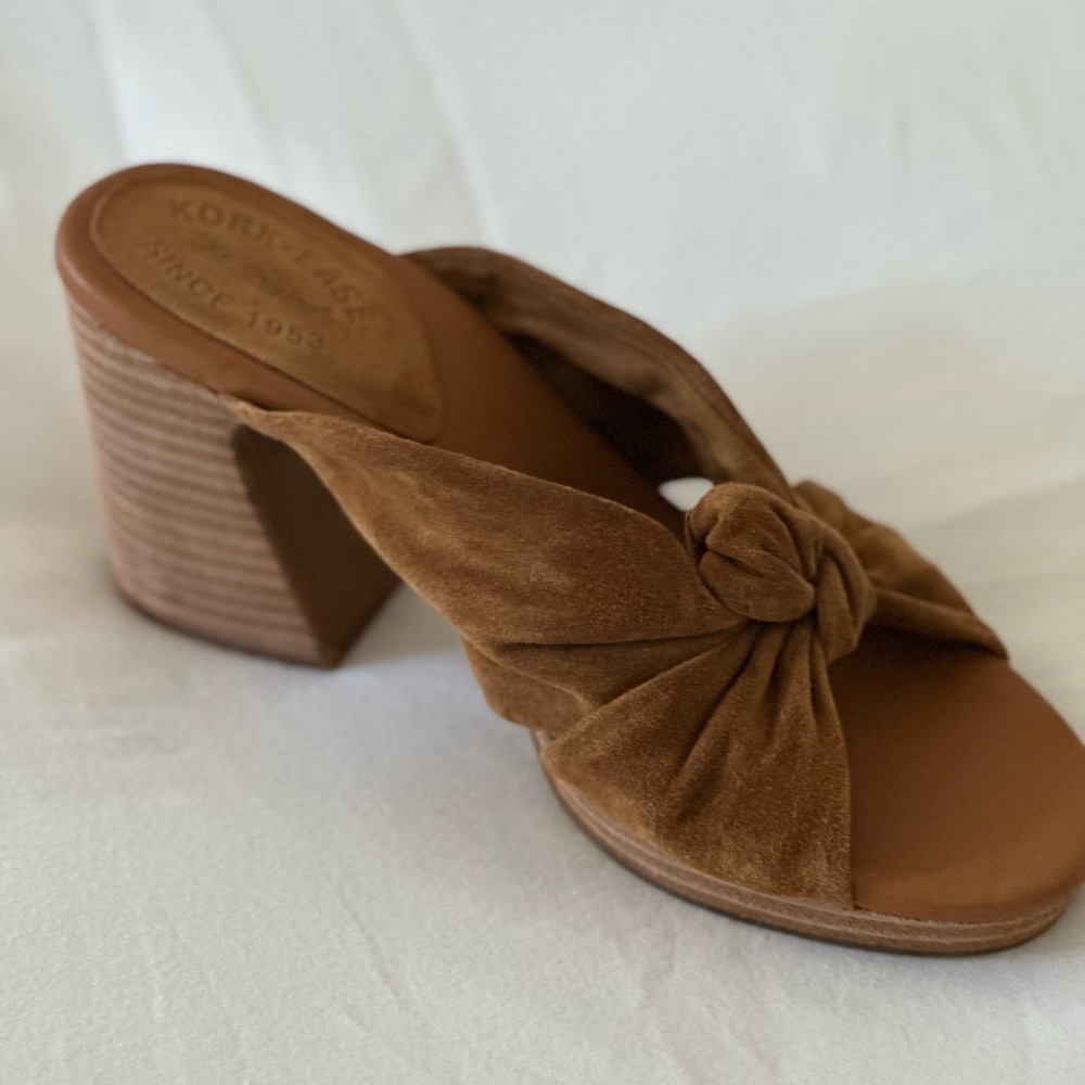 Kork-Ease Brown Knotted Suede Slide Mules